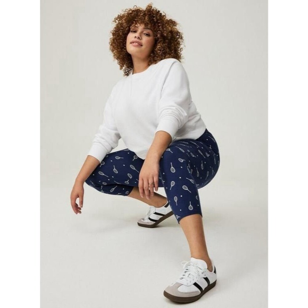 NWT Torrid Pickle Ball or Tennis  Pattern Blue Crop Pocket Legging Size 3 22/24